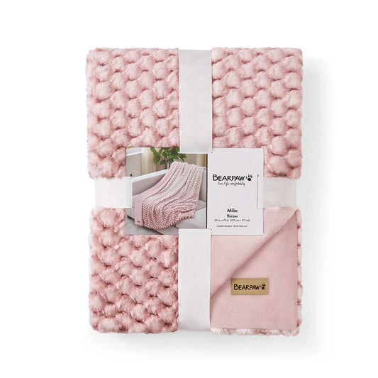 Milie Faux Fur Throw Blanket Tea Rose