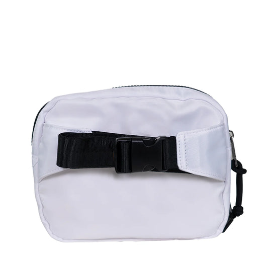 SQUARE DOUBLE ZIP WAIST BAG/SLING WHITE/BLACK