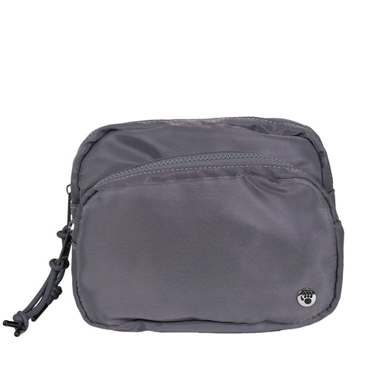 SQUARE DOUBLE ZIP WAIST BAG/SLING DARK GRAY